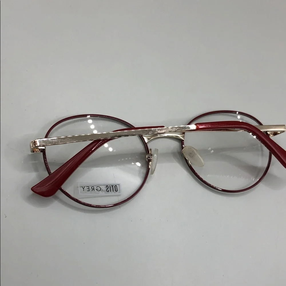 OTIS+GREY OG7016 Dark Red Gold Round Unisex Eyeglasses Demo Lens 51-20-140